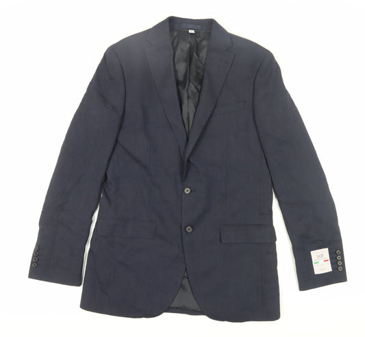 Mens Blue Blazer, 38L, Single-Breasted, M&S