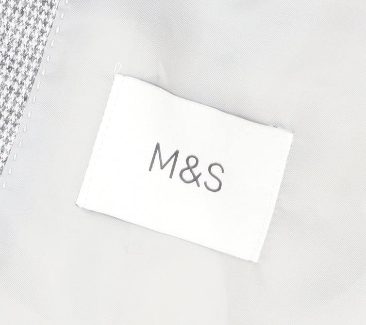 Marks and Spencer Men's Grey Checked Blazer Size 42 Regular