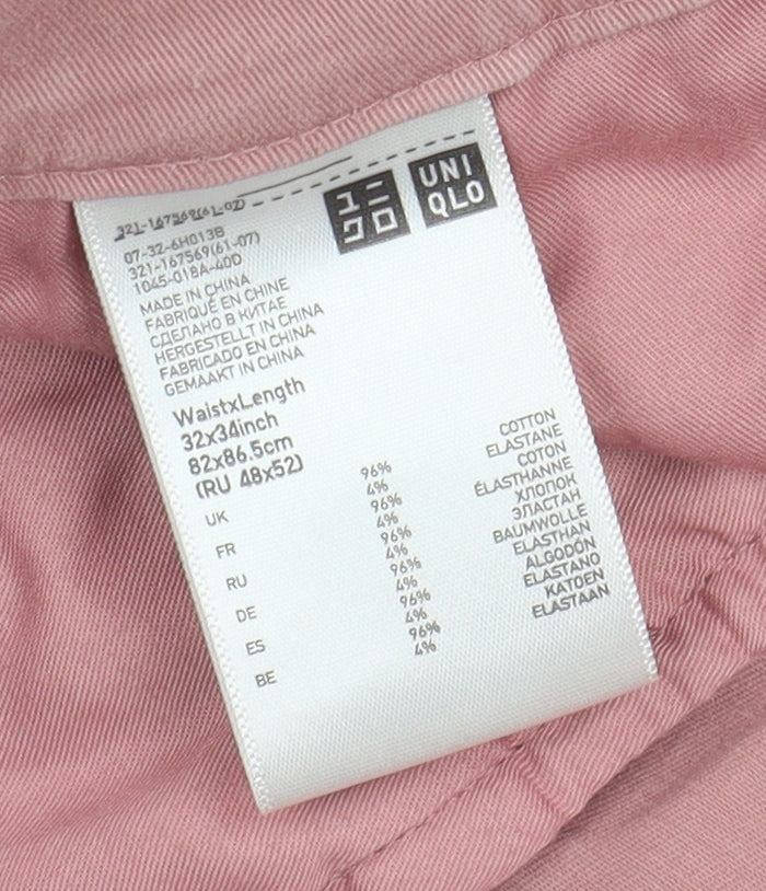 Uniqlo Womens Pink Chino Trousers, , Size 32
