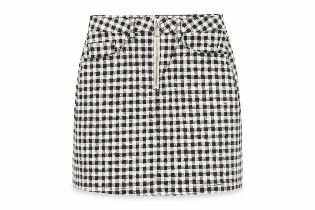 Denim Co Women's Black & White Checked Skirt, Size 10