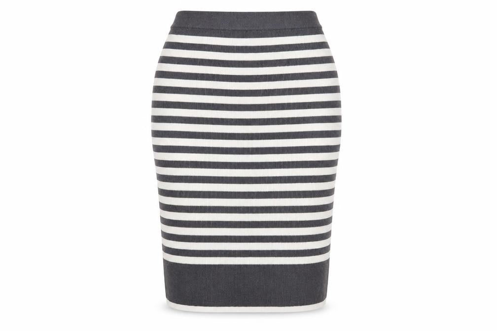 Marks & Spencer Women's Grey L Striped Pencil Skirt