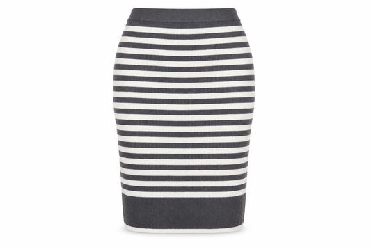Marks & Spencer Women's Grey L Striped Pencil Skirt