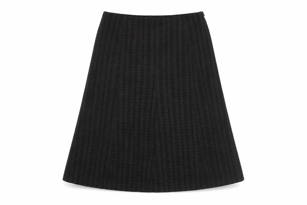 East Women's Black Check Midi A-Line Skirt M