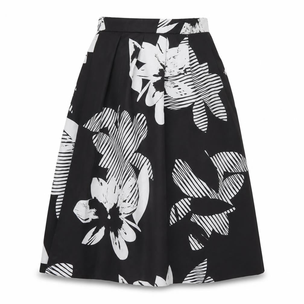 Rochelle Humes Women's Black Floral A-Line Skirt Size 8