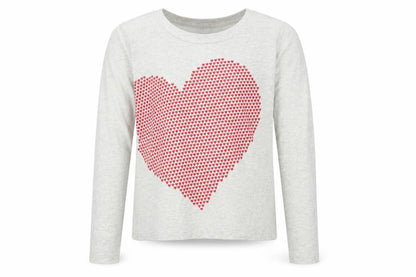 Front view of Gap girls’ heart print t-shirt grey 10-11y regular fit