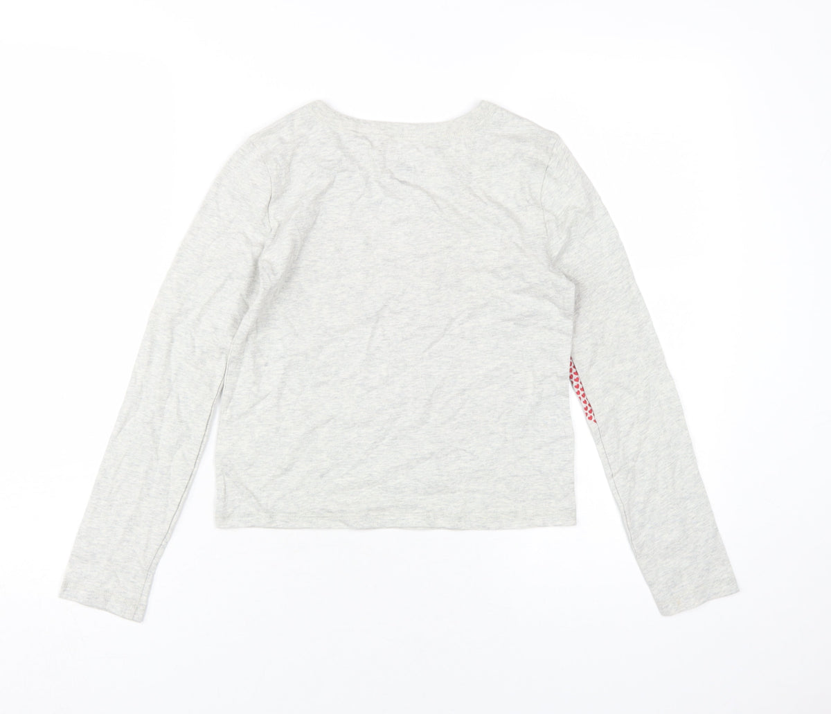 Back view of Gap girls’ heart print t-shirt grey 10-11y regular fit