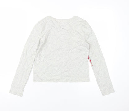 Back view of Gap girls’ heart print t-shirt grey 10-11y regular fit