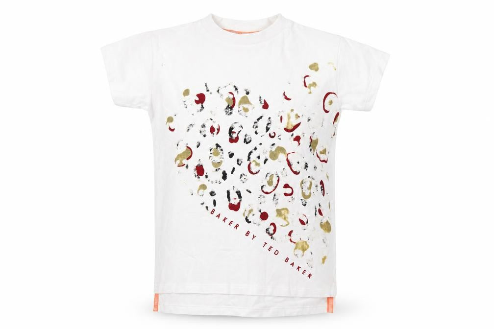 Baker by Ted Baker Girls White Animal Print T-Shirt, 6 Years