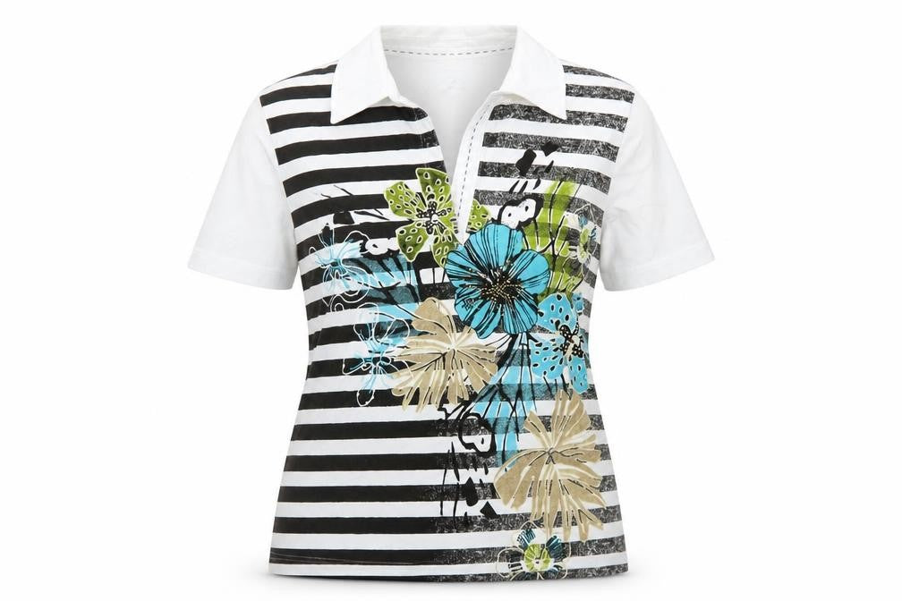 Gerry Weber Women's Multicoloured Striped Polo Shirt Size 10