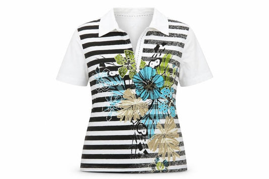 Gerry Weber Women's Multicoloured Striped Polo Shirt Size 10