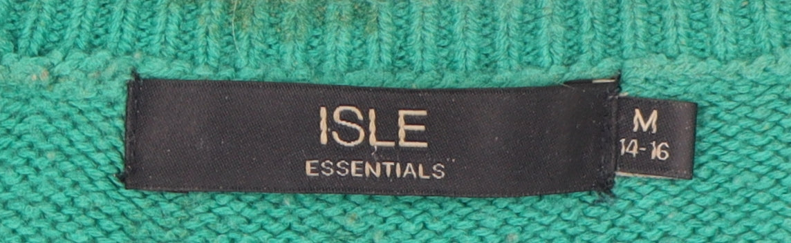ISLE Women's Green Cable-Knit Pullover Jumper M