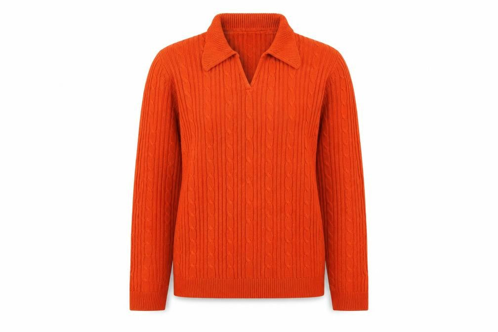 Isle Women's Orange Collared Knit Jumper M