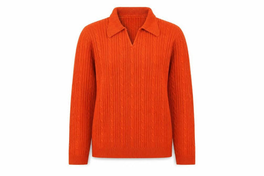 Isle Women's Orange Collared Knit Jumper M
