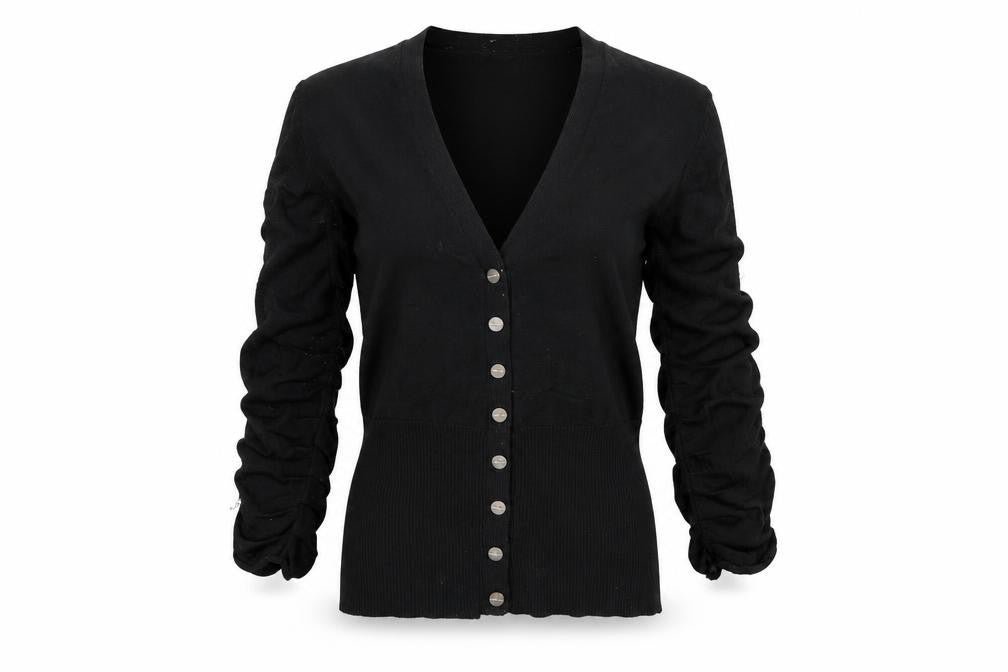 Karen Millen Women's Black Button-Up V-Neck Top