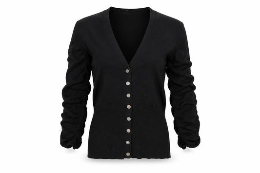 Karen Millen Women's Black Button-Up V-Neck Top