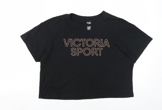 Victoria Sport Women's Black Cropped T-Shirt, Size S