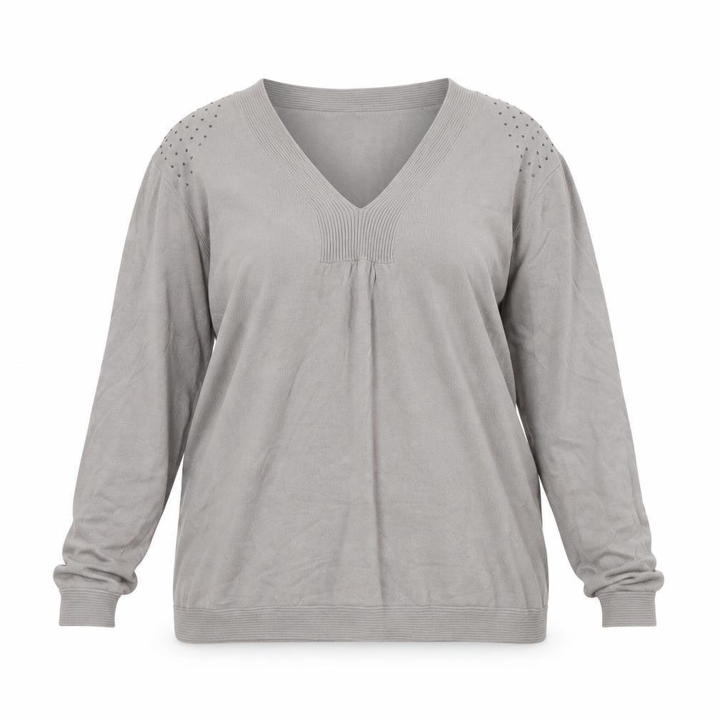 Damart Women's Grey V-Neck Pullover Jumper L