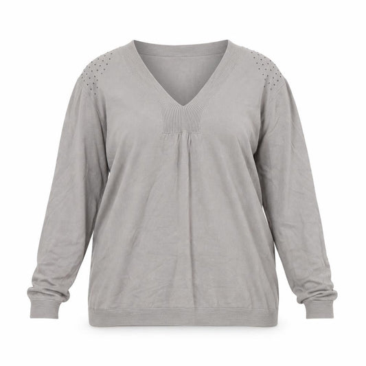 Damart Women's Grey V-Neck Pullover Jumper L
