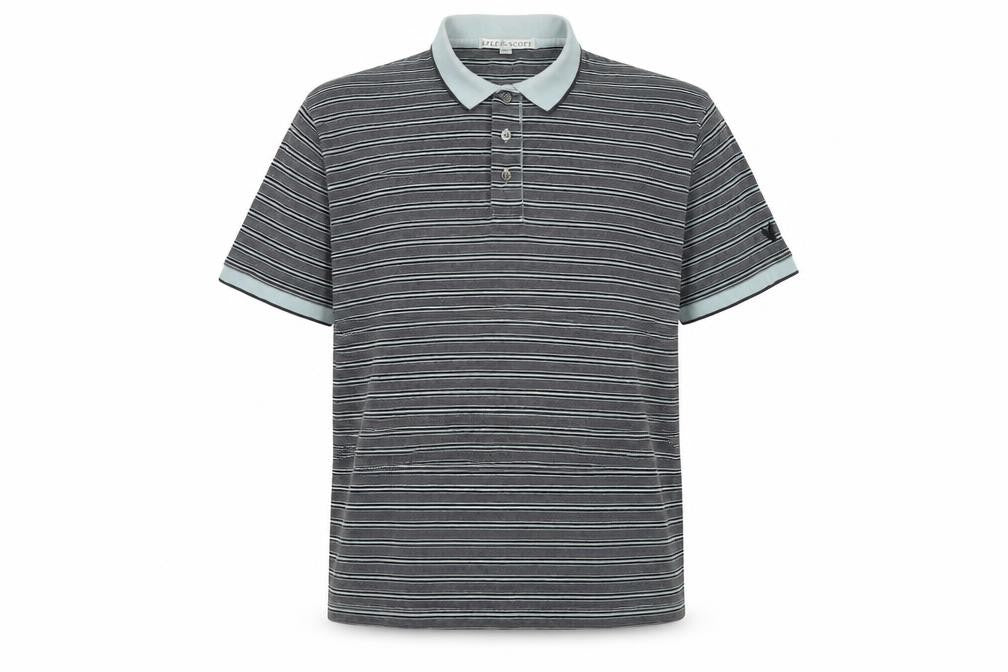 Lyle & Scott Men's Grey Striped Polo Shirt L
