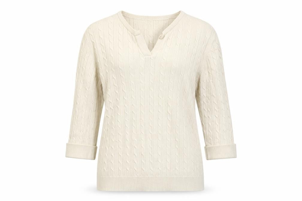 Happy D Women's Ivory Cable Knit Pullover Jumper L