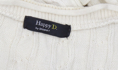 Happy D Women's Ivory Cable Knit Pullover Jumper L