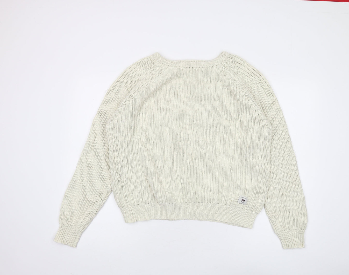 Bellfield Women's Ivory Chunky-Knit Pullover Jumper M