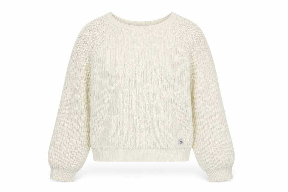 Bellfield Women's Ivory Chunky-Knit Pullover Jumper M