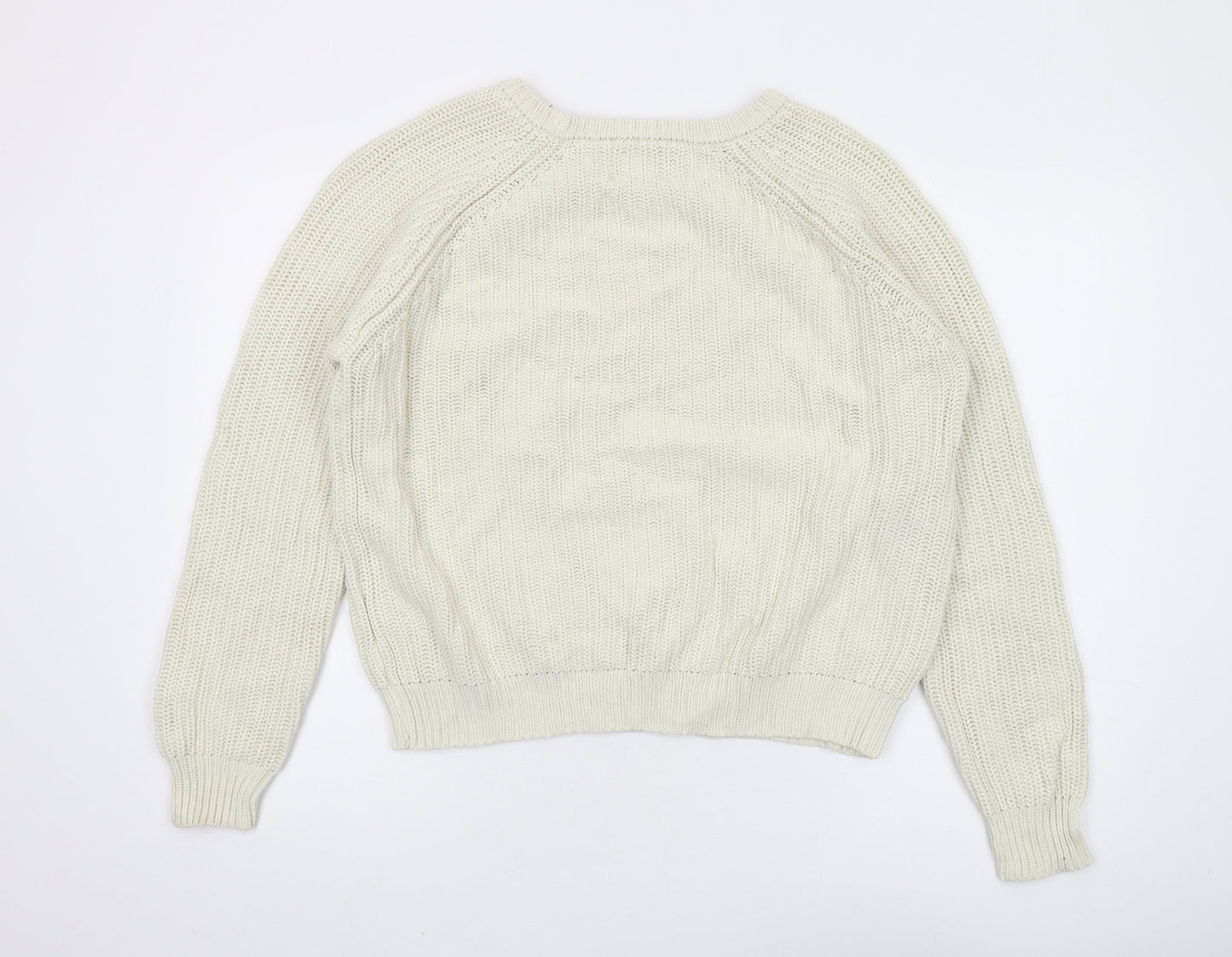 Bellfield Women's Ivory Chunky-Knit Pullover Jumper M