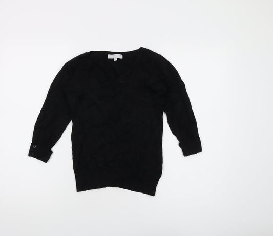 Red Herring Women's Black V-Neck Pullover Jumper, Size 12