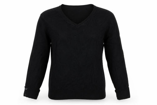 Front view of Red Herring Women's Black V-Neck jumper, size 12