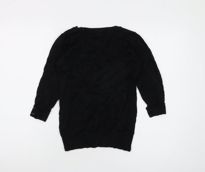 Back view of Red Herring Women's Black V-Neck jumper, size 12