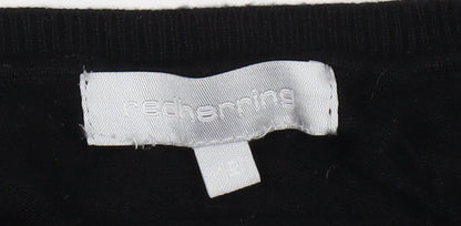 Close-up detail of Red Herring Women's Black V-Neck jumper, size 12