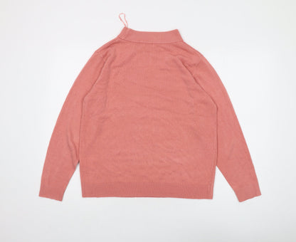 Damart Women's Pink Mock Neck Pullover Jumper
