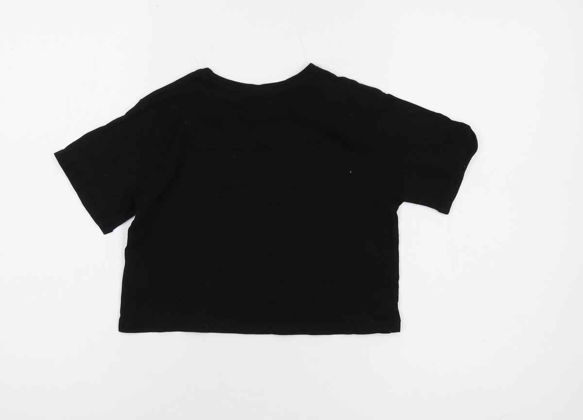 Back view of Friends girls’ black cropped t-shirt, 7-8 years, graphic logo