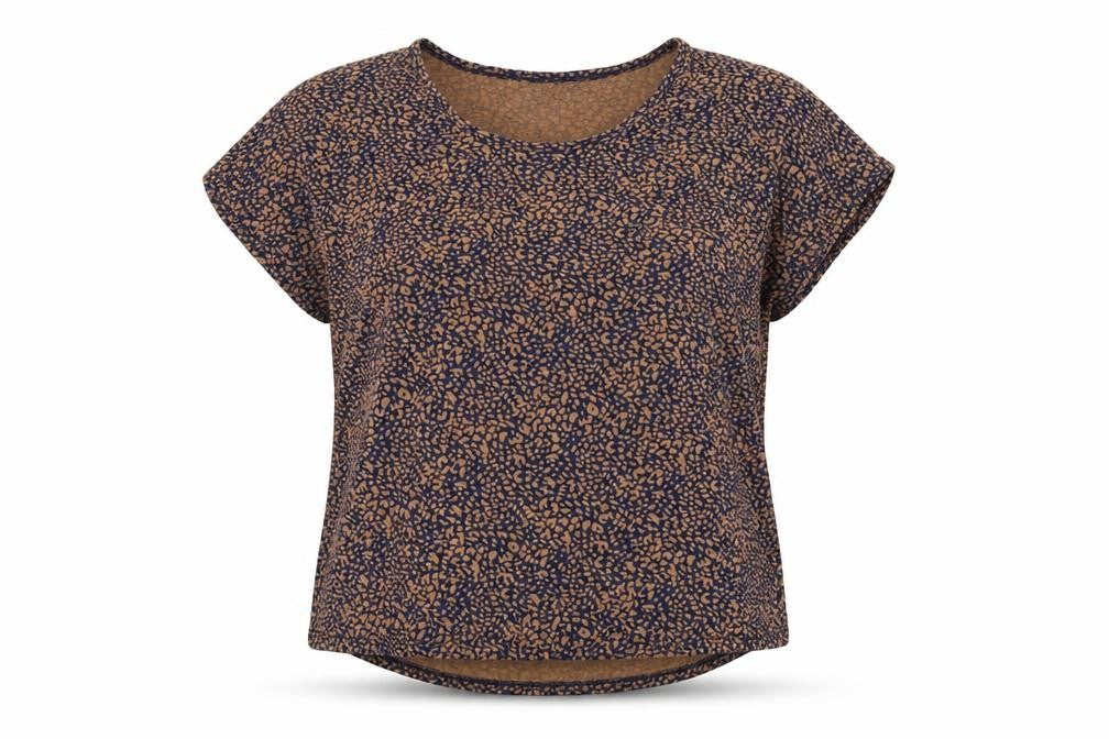Lands' End Women's Animal Print Blouse - L, Brown/Blue