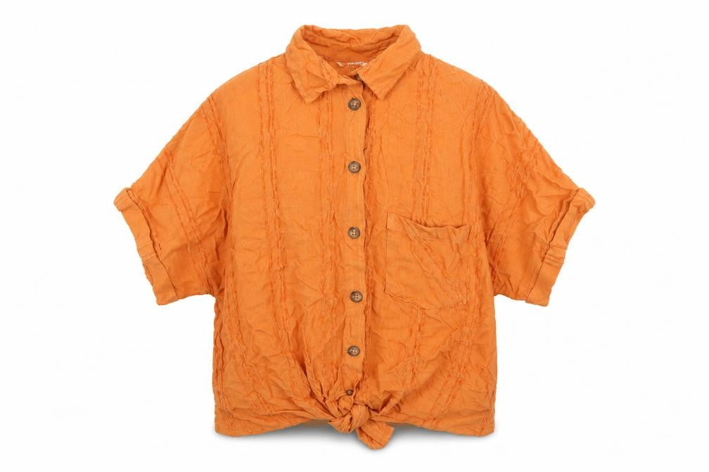 Saltrock Women's Orange Button-Up Shirt, Size 8