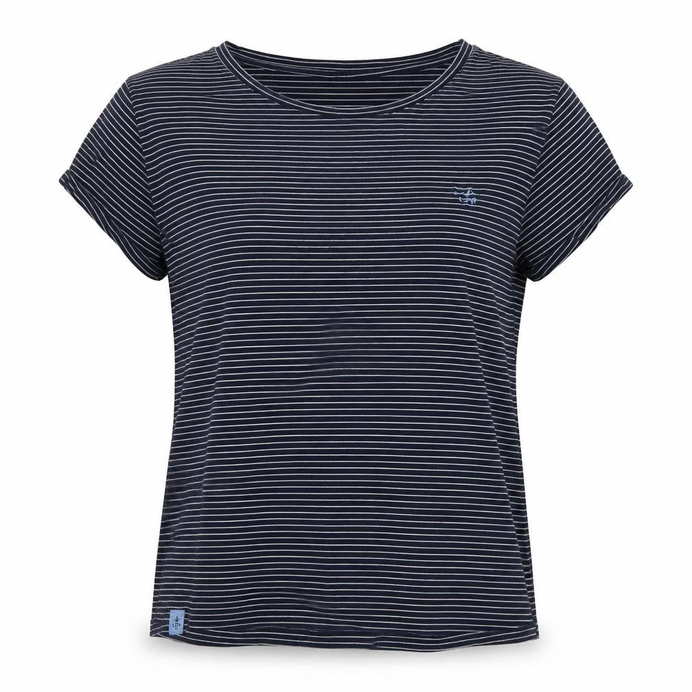 Lighthouse Women's Blue Striped T-Shirt Size 16