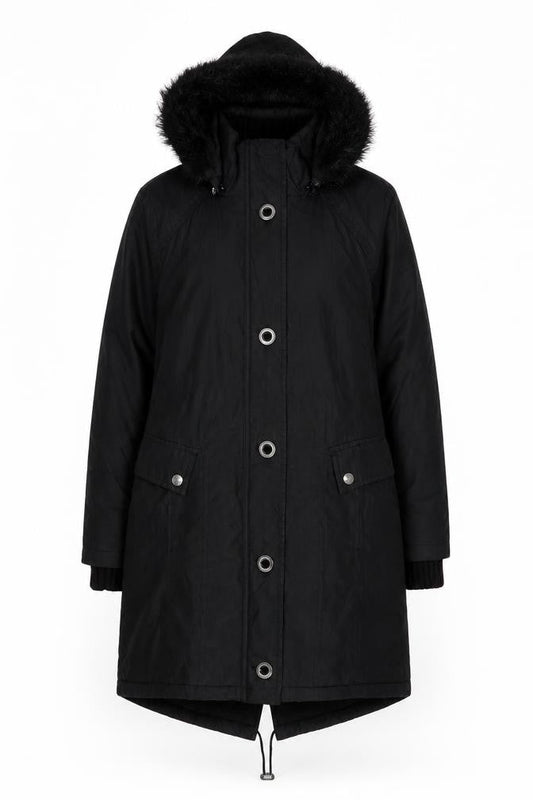 Marks & Spencer Women's Black Fur Trim Parka Coat