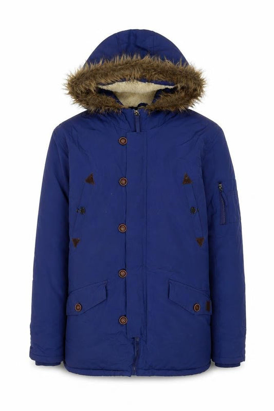 Brave Womens Soul Blue Parka, Hooded Autumn Jacket Size L,