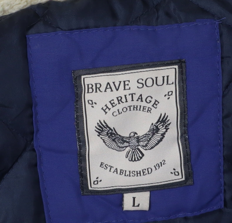 Brave Womens Soul Blue Parka, Hooded Autumn Jacket Size L,