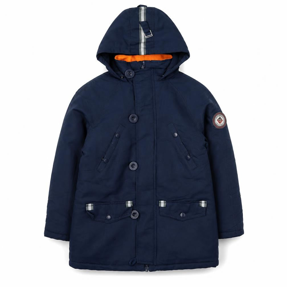 Andy & Evan Boys Blue Parka Coat, Hooded, Age 7-8