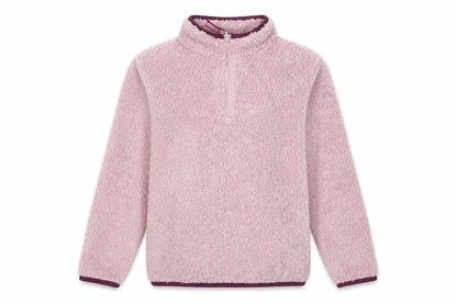 Front view of Craghoppers girls’ pink fleece 1/4 zip sweatshirt 7 plus