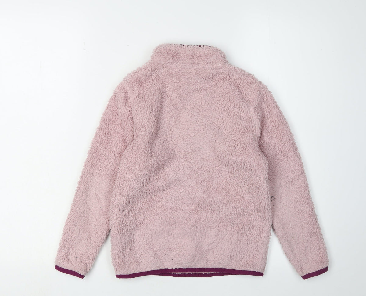 Back view of Craghoppers girls’ pink fleece 1/4 zip sweatshirt 7 plus