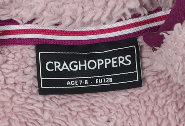 Close-up detail of Craghoppers girls’ pink fleece 1/4 zip sweatshirt 7 plus