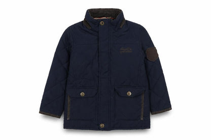 Front view of Regatta boys’ blue quilted jacket 3-4 years winter coat