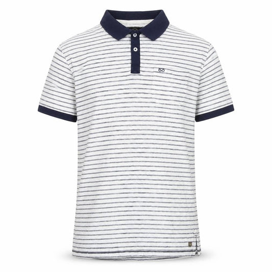 Farrell Men's White Striped Polo, Size L, Short Sleeve