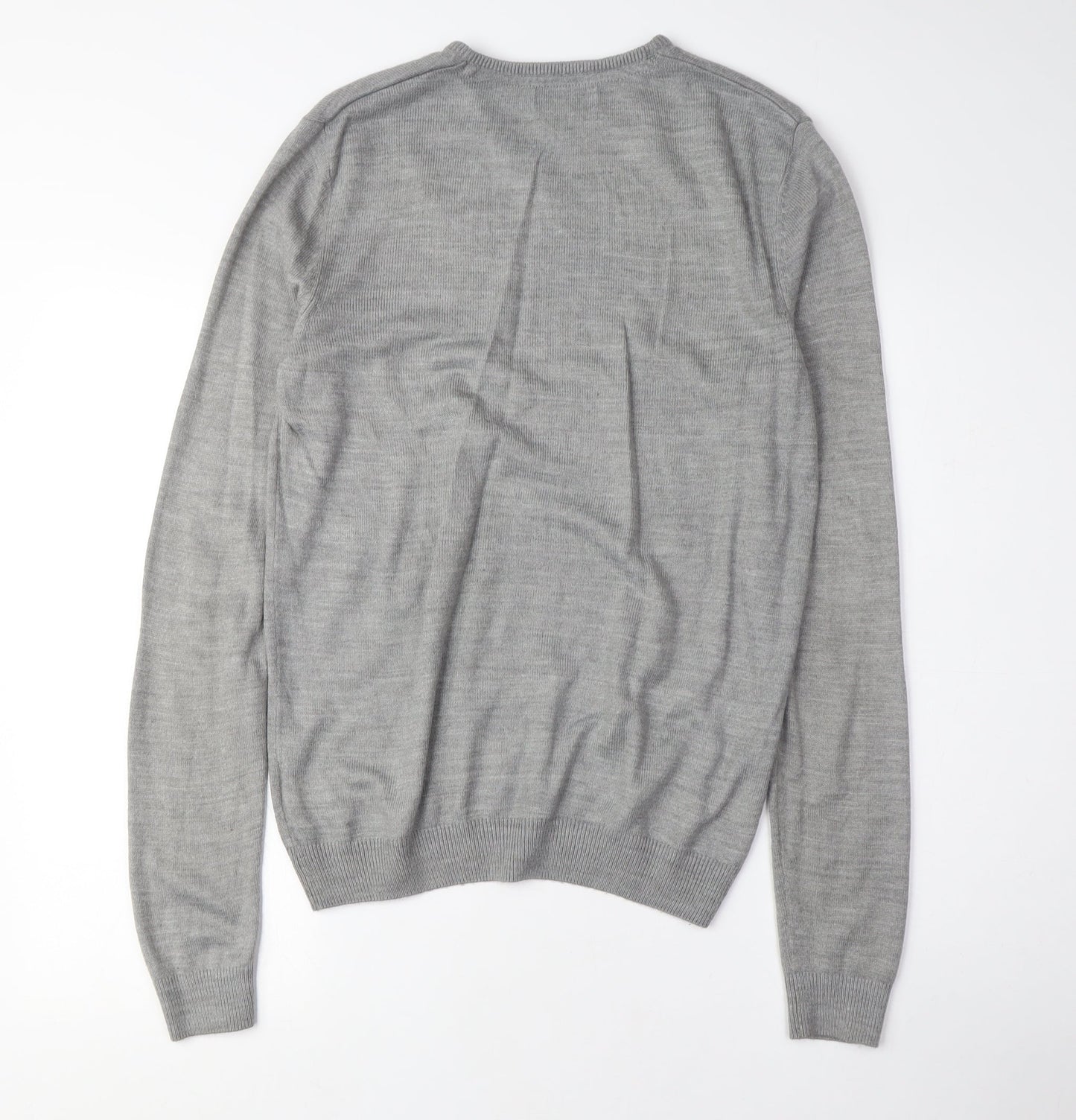 New Look Unisex Grey V-Neck Pullover Jumper Size S