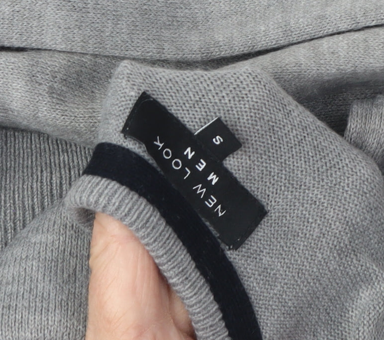 New Look Unisex Grey V-Neck Pullover Jumper Size S