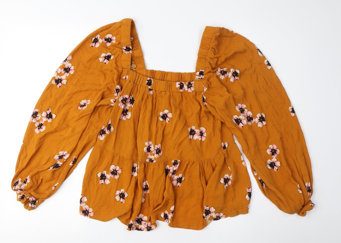 ASOS Women's Mustard Floral Blouse UK 10 Viscose