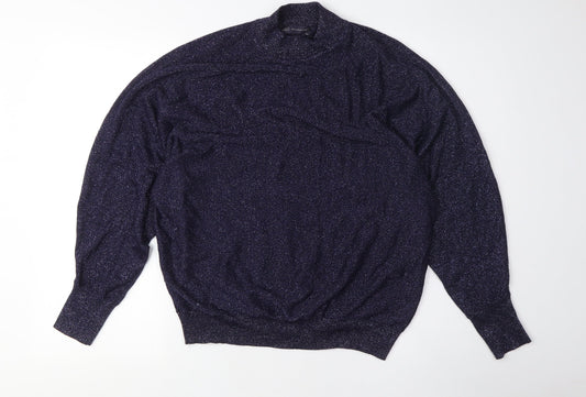 Marks and Spencer Women's Blue High Neck Pullover Jumper M